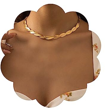 Wendalern Collier chaîne serpent en or double couche torsadée à chevrons ras du cou plat chaîne à chevrons collier en couches noeud serpent bijoux pour femmes et filles