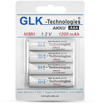 GLK-Technologies® 4X High Power Micro AAA HR03 Telefon-Akku Batterien für Gigaset DECT-Telefone Vorgeladen 1200mAh Walkie Talkie NI-MH wiederaufladbar ohne Memory Effekt bis zu 1000 Aufladezyklen