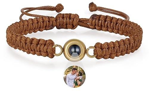 Wamantic Benutzerdefiniertes Fotoprojektionsarmband mit Bild im Inneren für Frauen Männer, Benutzerdefiniertes Foto-Armband für Paare, personalisiertes Foto verstellbares Armband, Gedenkgeschenke