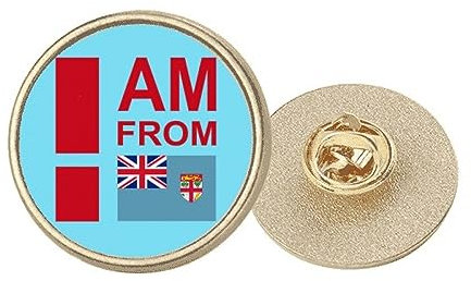 I Am From Niue Art Deco Brosche, rund, Metall, goldfarben, M, Metall