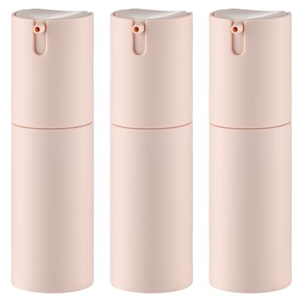 Lulupack 28 ml luftlösa pumpflaskor, resebehållare, hudvårdsbehållare för fuktkräm (plast, matt rosa, 3 st)