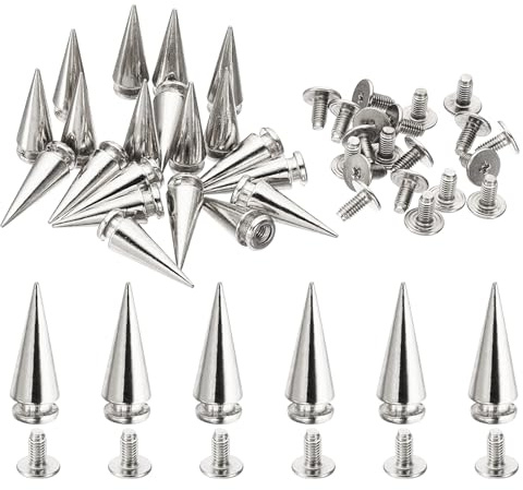 PATIKIL 20mm Remaches para Ropa 20 Sets Remaches y Púas de Cuero Remaches de Metal Tornillo Remaches para Ropa Cuero Artesanía Zapatos Punk Bolsos 7x20mm Tono Plateado