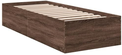 vidaXL Bed Frame, Bed Base for Bedroom, Mattress Foundation for Single Bed, Bedstead, Modern Style, Brown Oak 75x190 cm Small Single Engineered Wood