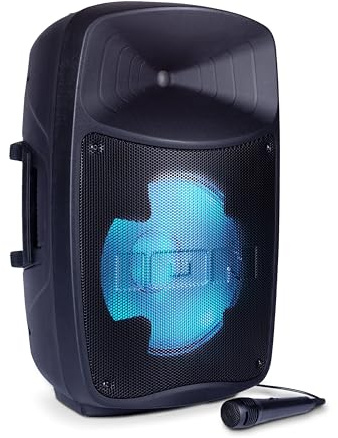 ION Pro Glow Ultra - Sistema di altoparlanti PA Bluetooth ad alta potenza con luci, microfono per karaoke, riproduzione USB, porta di ricarica USB, ingresso AUX, controllo app, 300 W
