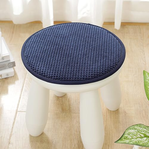 Uixxducc 2er Set Sitzkissen Rund Stuhlkissen rutschfest Sitzkissen Stuhl Kissen für Gartenstuhl Kissen Sitzauflage Stuhlauflage Sitzpolster für Indoor und Outdoor (Dunkelblau,35CM)