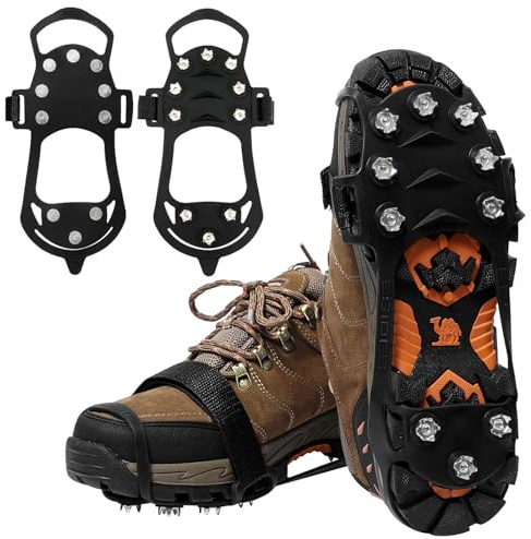 Spikes für Schuhe Winter, Anti Rutsch Schuhspikes Damen, Spikes Schuhe Schuhkrallen mit 10 Zähne, Steigeisen Ice Grips Klampen Eisspikes für Wandern Trail Running Trekking Winter Outdoor