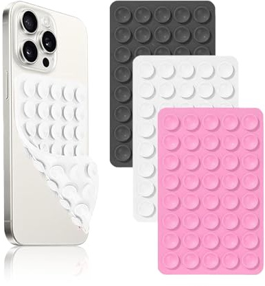 3 st dubbelsidig 80 sugkoppar sugfodral, halkfritt silikon telefonfäste - handsfree hållare för selfies och videor (svart, vit, rosa)