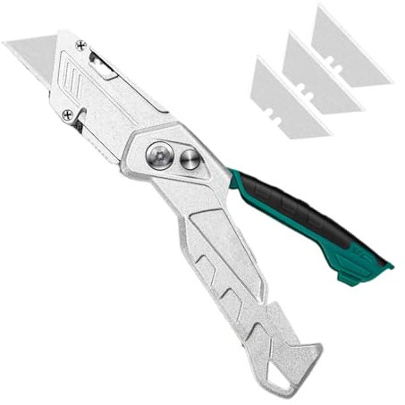 Naqqios Coupe-boîte pliante – Couteaux utilitaires pliants, coupe-tapis multifonctionnel | Couteaux utilitaires pliants avec rangement pour couteau dans la poignée, Cutter