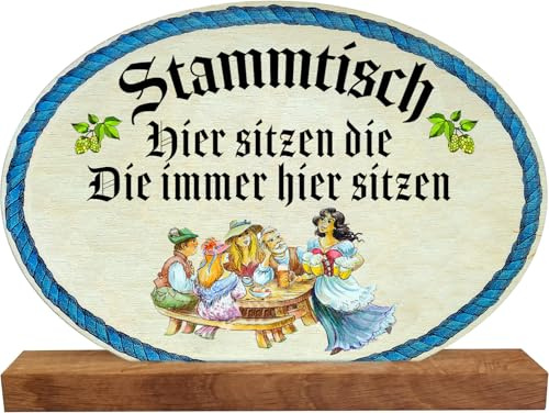 Kaltner Präsente Stammtisch Schild Holz mit Standfuß 19 cm – Tischaufsteller für Wirtshaus, Biergarten & Zuhause – Stammtisch Deko, Reserviert Schild, Geschenkidee für Bierliebhaber