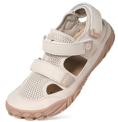 Wide Barefoot Beach Hiking Sandals Quick Dry Water Shoes Aqua Swim Shoes Breathable with Arch Support Mens Womens for Summer Sport Boating Fishing Diving Surfing,Beige,45,US 12.5 Women/11 Men