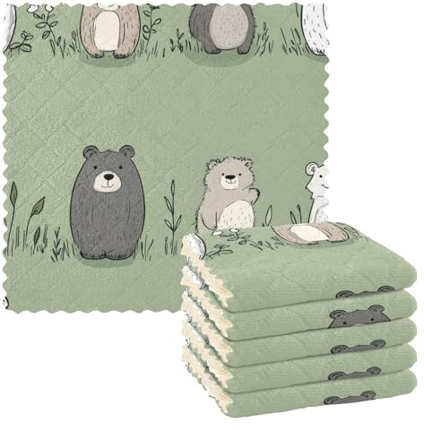 Foiosoh Asciugamano assorbente in microfibra verde salvia, senza pelucchi, strofinacci da cucina occidentali, 28 x 28 cm