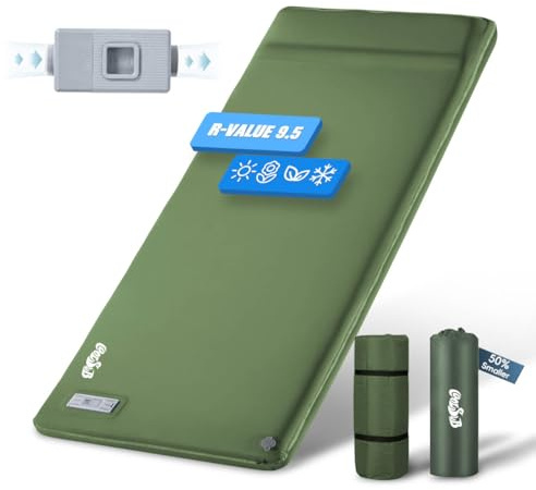 CoolSub Camping Sleeping Pad Self Inflating Sleeping Pad with Electric Pump, 3.2 Ultra-Thick Memory Foam Sleeping Mat with Pillow, Camping Mattress Compact for Backpacking Hiking Traveling