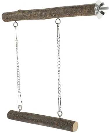 PERSELOSO Wooden Parrot Swing Perch Stand for Birds, Natural Wood Material with Beautiful and Delicate Design, Bird Cage Accessory and Training Toy for Parakeets and Small Parrots