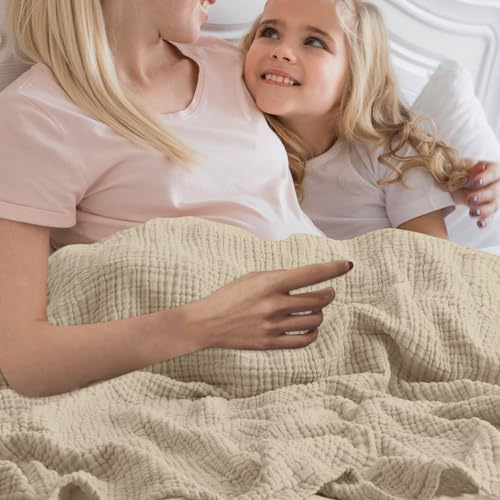 Coperta in mussola per adulti, a più strati, in mussola di cotone, super morbida e leggera, per divano, lavabile in lavatrice, 3 dimensioni, 150 x 200 cm, 200 x 230 cm, 200 x 230 cm