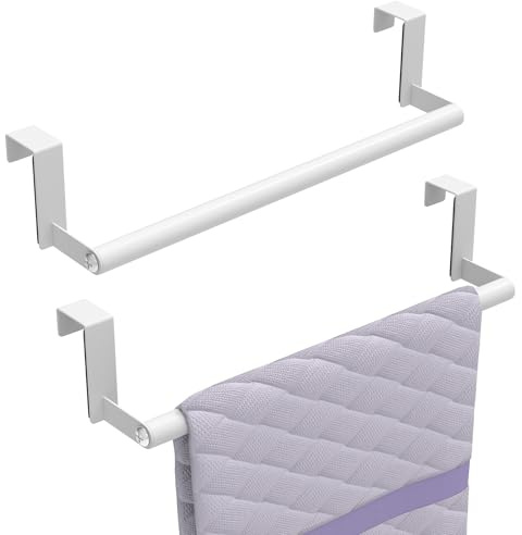STWWO Over the Door Towel Rack for Kitchen Cabinet Doors, White
