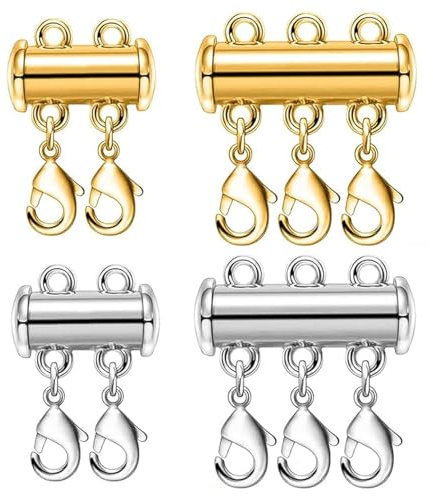 4Pcs Magnetic Necklace Clasps, Layering Necklace Clasp for DIY