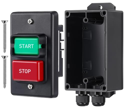 Uxsjakjsd Interruptor de Encendido/Apagado Monofásico de Doble Voltaje de 120 V/220 V/380 V con Caja de Interruptores Profunda, para de Mesa, Taladro de Columna y de Banco.