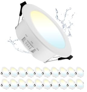 Grebeam LED Spots 68mm 5W Inbyggd Spot 230V Platt IP44 Takspots Varmvit, Neutralvit, Kallvit, Inbyggnadsbelysning för Badrum Kök Vardagsrum, 20-pack