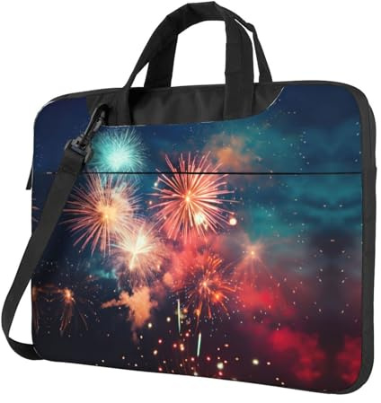 bvgweet fyrverkerier tryck laptop portfölj väska laptop axelväska datorväskor för 13/14/15,6 tum, Svart, 15.6 inch