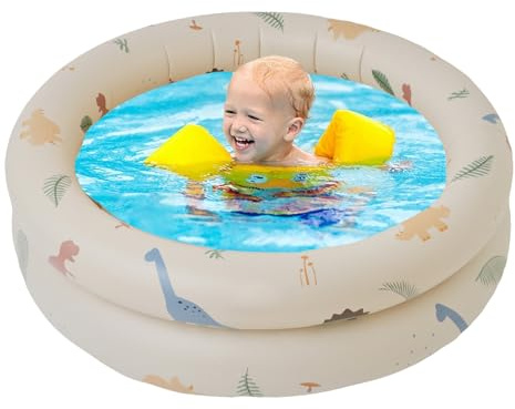 YFCJYBF Aufblasbares Kinderplanschbecken, kleines Paddlingpool für Baby, Kinder & Haustiere, beiges PVC Schwimmbecken für Garten, Strand & Sommer, ideal als Babybadewanne und Hundepool, leicht