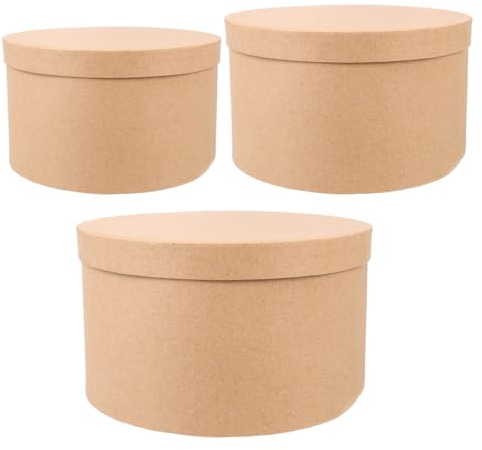 Runde Geschenkboxen aus Kraftpapier, 3 Stück, Stapelbar | Braun, und Robust, für Kuchen und Gebäck bei Hochzeiten Sowie Partys