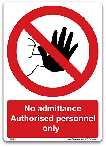 Pack of 2 No admittance Authorised personnel only Sign - A5 Self-adhesive Vinyl Sticker - Prohibition Safety Information