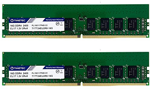 Timetec Hynix IC 32 GB KIT (2 x 16 GB) DDR4 2400 MHz PC4-19200 Unbuffered ECC 1,2 V CL17 2Rx8 Dual Rank 288 Pin UDIMM Server Memory RAM Module Upgrade (32 GB KIT (2 x 16 GB))