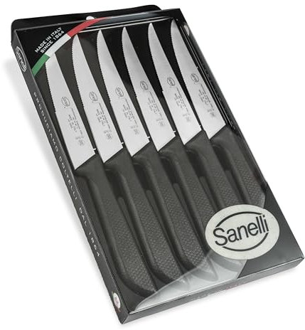 Sanelli Linea Skin, Confezione Coltelli Costata mezzo dentati 6 pz.