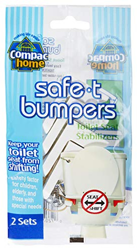 COMPAC HOME 11220 Compac’s Stabilizers T Bumpers, Lock Place, Keeps Children, Elderly, Disabled Safe from Slipping Off Shaking, Moving or Wobbly Toilet Seat (2 Sets), 1 Count (Pack of 2), White