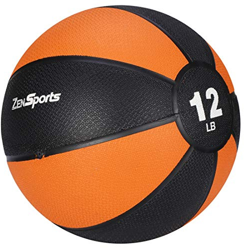 ZENY Fitness Medicine Ball 12lb, Weighted Exercise Ball with Textured Grip Fitness Core Strength Training Rubber Ball Home Gym Workout Equipment