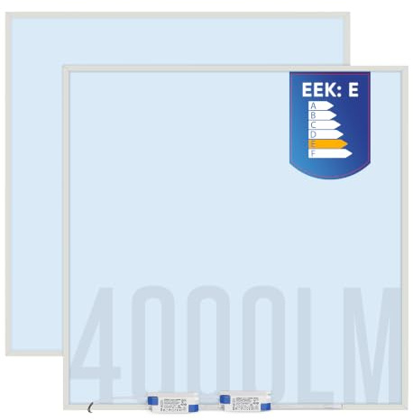 LECOM 2x LED Panel 62x62 Kaltweiß 6500K 4000lm LED Rasterleuchte | LED Panel Tageslicht Energieklasse E, 5 Jahre Garantie, 50000 Stunden. Flimmerfreie LED Rasterleuchte für Werkstatt, Lager.