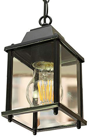 Mengjay E27 Hängelampen Außen Pendelleuchte Schwarz Retro IP44 Decken Vintage Industrielle Eisen Deckenbeleuchtung Regendichte Wasserdichte Pavillon Villa Loft Kronleuchter Aussenleuchte (A)