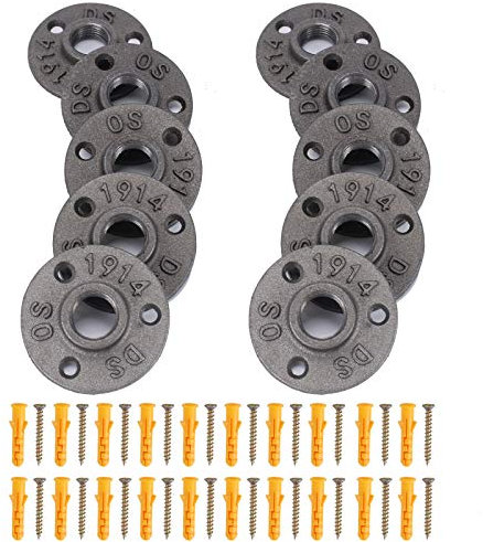 HO2NLE Flansch 1/2 BSP Gewindeflansch Rohrflansch 3 Löchern mit Schrauben Temperguss Verbindungsflansche für für Rohr Wasserhahn Wandregal Boden DIY Handwerk Dekoration