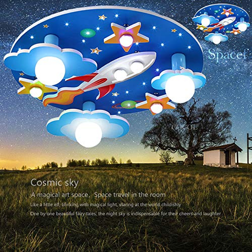 COCOL LED Kinderzimmer Deckenleuchte Kosmische Stern Deckenlampe Cartoon Licht Für Jungen Und Mädchen Dimmbare Decke Kronleuchter Babyzimmer Schlafzimmer Beleuchtung Dekorative Licht Schlaflicht