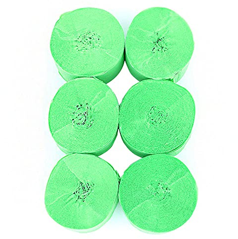 ANCLLO 6 Rollen 4,5 cm x 25 m Krepppapier Party Luftschlangen Hintergrund hängende Dekorationen für Geburtstagsparty, Hochzeit und Festival-Dekorationen (Hellgrün)