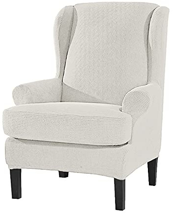 BXFUL Jacquard Sesselbezug, Sessel-Überwürfe Ohrensessel Überzug Bezug Sesselhusse Sessel Sesselbezug, Elastisch Stretch Husse für Ohrensessel (Elfenbein)