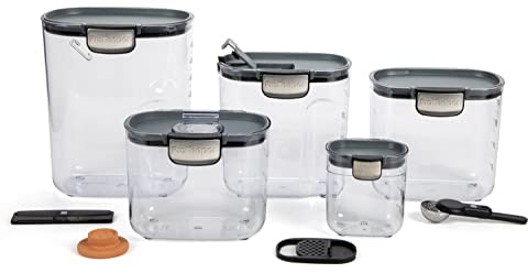 ProKeeper+ 9 Piece Clear Plastic Airtight Food Flour and Sugar Baker's Kitchen Storage Organization Container Canister Set with Magnetic Accessories