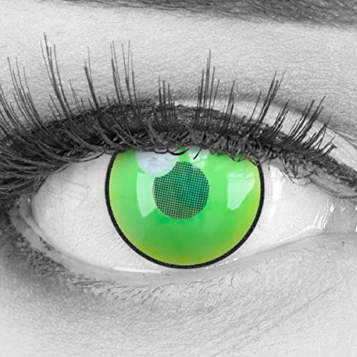 Farbige Kontaktlinsen 1 Paar grüne Demon Green Ring Anime Manga - STARK DECKEND - Heroes Of Cosplay - Jahreslinsen für Kostüme Cosplays Halloween mit gratis Linsenbehälter - Ohne Stärke