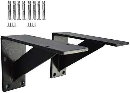 2Pcs Equerre Etagere Murale Robuste, Charge Maximale 500kg, Support d'Étagère Épaisseur 5mm, Cadre de Support d'Étagère en Forme L pour Déco Salon Cuisine Chambre (25cm/9.8in)