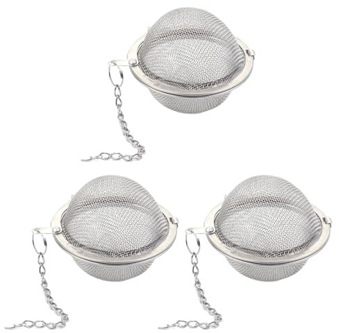 Bolas Infusor, Bolas De Infusor De Colador De Té, 3 Piezas Coladores de Té de Acero Inoxidable, con Gancho de Cadena Extendido y Malla Extrafina, Ø 4,5cm