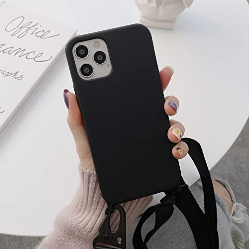 Bakicey Handykette Hülle für iPhone 11 Pro(5,8), Silikon Schutzhülle mit verstellbarem Umhängband, wetterfestes Trageband Handyhülle zum Umhängen für iPhone 11 Pro(5,8), Schwarz