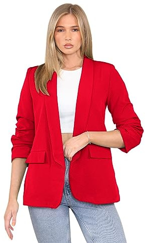 Janisramone, Blazer da Donna avec Maniche increspate, complètement Foderato, en Tinta Unita, avec collet Aperto, décontracté, da Ufficio, formel