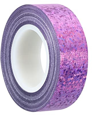 PATIKIL 15mmx5m 1Pack Glitzer Klebeband Holographische Kunst Prisma Abdeckbänder Selbstklebend für DIY Kunst Handwerk Verpackung Dekoration Rosa Violett