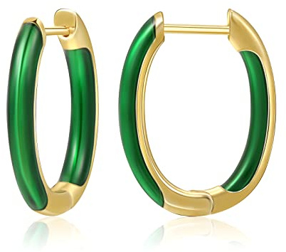 MESOVOR 18 Karat Vergoldete Creolen Ohrringe mit Emaillefarbe, U-förmige Kleine Leichte Huggie-Ohrringe Geschenke für Frauen und Mädchen