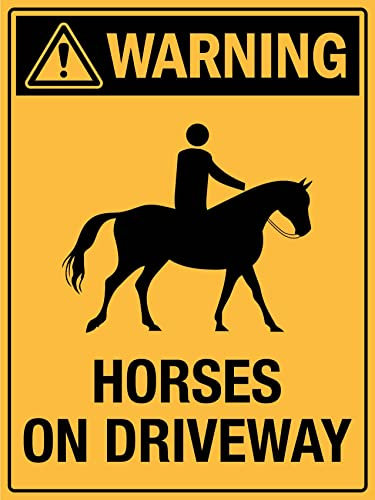 Warnschild Warnung Vor Pferden Auf Der Auffahrt Personalisierte Tin Sign Retro Metall Wandschild 20X30Cm, Infoschild