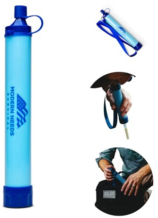 MODERN NEEDS Ready Filter - Filtre à eau d'urgence - Filtre à eau personnel pour camping, randonnée, survie - Filtre à eau de camping - Purificateur d'eau portable
