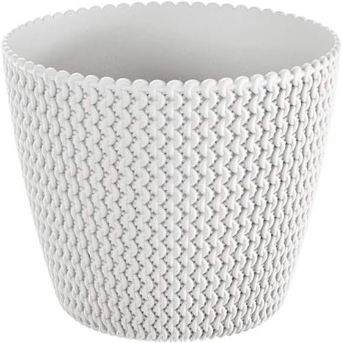 B2C Plant Pots Indoor Outdoor Plastic Flowerpot 13cm to 40cm Small Medium Large Splofy 6 Colours (16cm, White)