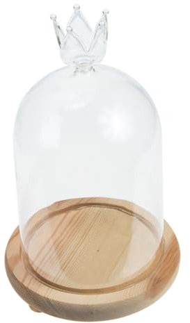 PRETYZOOM Glasglocke Mit Holzsockel Elegante Haube Für Haltbare Blumen Tischdeko Und Kreative Arrangements Für Wohnzimmer Und Garten