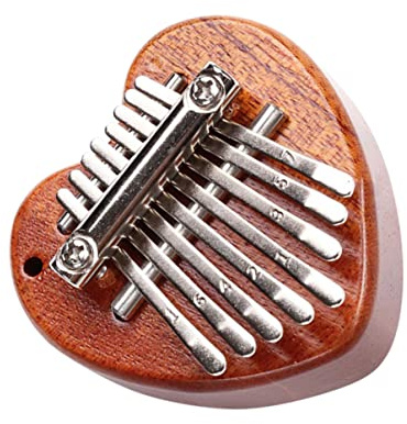 Kleiner Kalimba, 8 Töne, Braun, Rundes Daumenklavier | Holz und Eisen, Leichtes, Natürliches Klangbild, Kompakte Bauform, 1 Stück