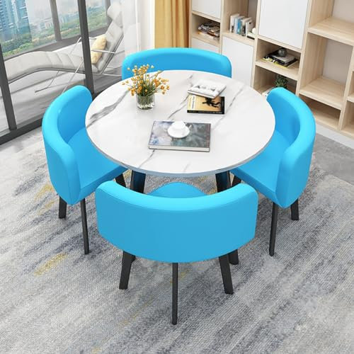 BYJSJY Esstisch Mit 4 Stühlen Set Runder Esstisch,Moderner Küchentisch Set,Konferenztisch Rund,Esstisch Und Stühle,Besprechungstisch Mit Stühlen,Esstisch Set Für Esszimmer Büro 80cm (Color : A8)